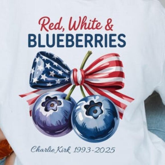 Red White and Blueberries Shirt, Freedom USA Flag Shirt 152 - Picture 3 of 6